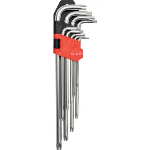 Újdonság YATO Torx kulcs készlet 9 részes (T10-T50) CrV hosszított YT0512