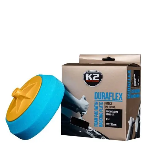 K2 DURAFLEX sima, kék, közepesen koptató, M14-es menet, átmérő 150 mm, polírozó szivacs L641 Vásárlói kedvenc