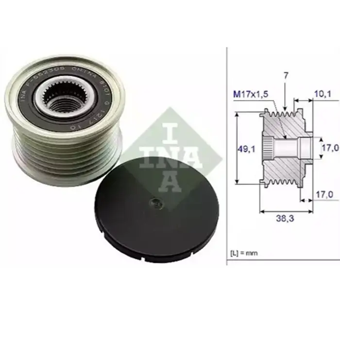 Vedd meg online Renault Koleos I új utángyártott szabadonfutó generátor szíjtárcsa 7Pk 2008-2016-ig