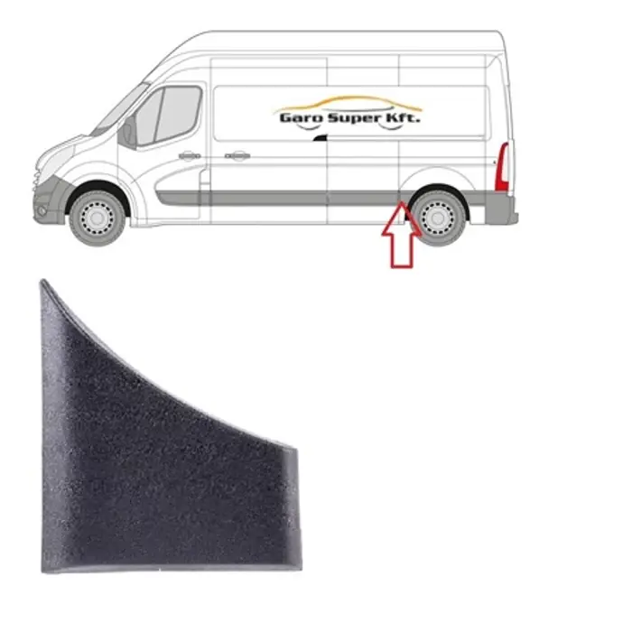 Renault Master III 2.3dci gyári új sárvédő díszléc bal oldal hátsó kerék előtt 2010-től Árcsökkenés