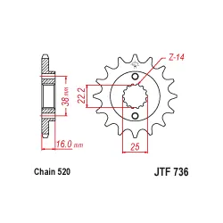 Árengedmény JTF736 első lánckerék